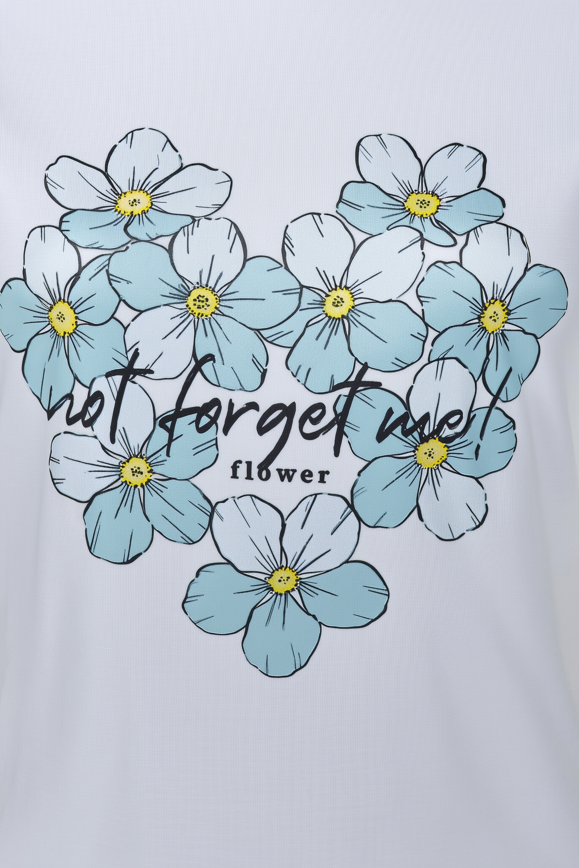 Kids' Blue Flower Heart Print White Tee