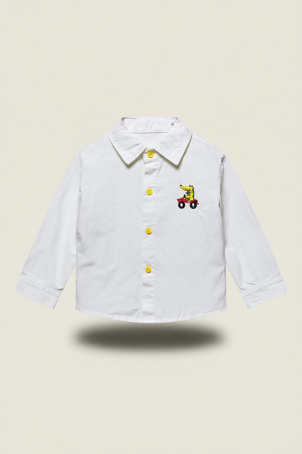 Boys' Solid Orange Casual Shirt with Motif