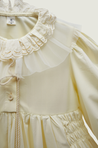 Ivory Smocked Waist Dress with Lace Collar