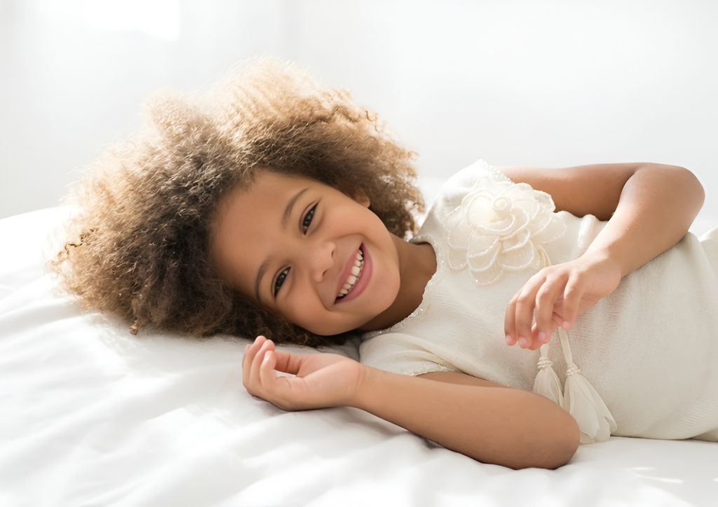 Girls' Cream Cap Sleeve Top with 3D Flower Detail