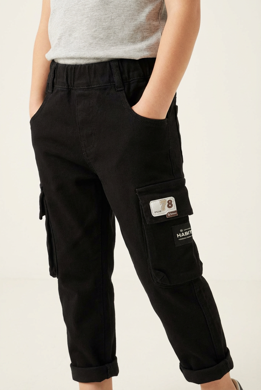 Black Soft Touch Jersey Utility Joggers