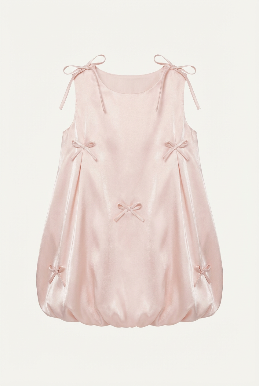 light pink satin bubble mini dress