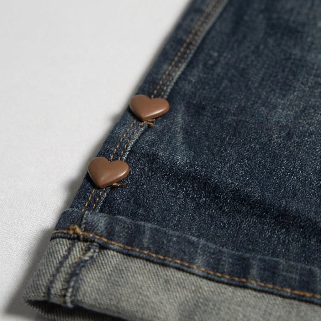 Heart Motif-Detail Boy's Wide Leg Jeans