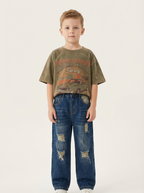 Boys blue distressed denim jeans