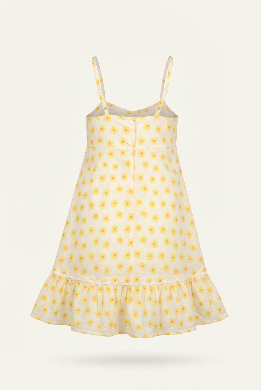 Girls yellow sunflower print A-line dress