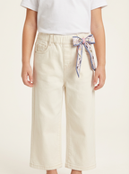 Girls' off-white wide-leg cropped jeans