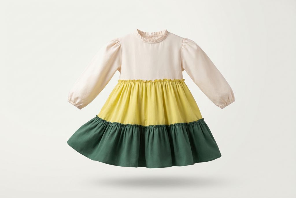 Tricolor Tiered Ruffle Dress