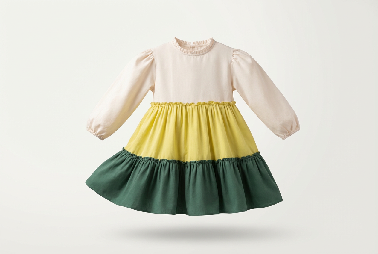 Tricolor Tiered Ruffle Dress
