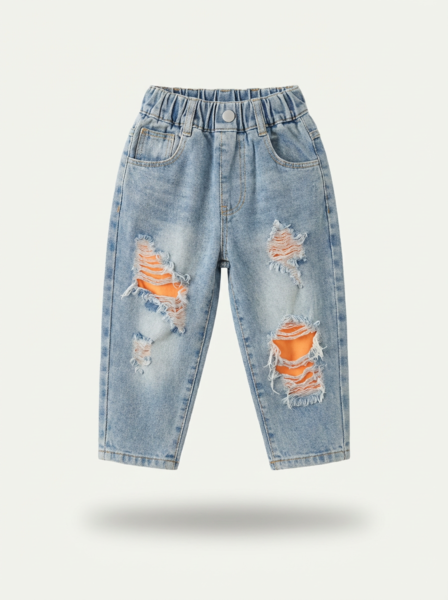 Boys light blue distressed denim jeans