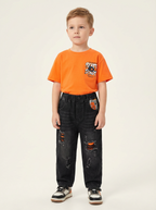 Boys black distressed denim jeans
