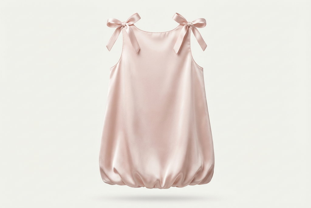 light pink satin bubble mini dress