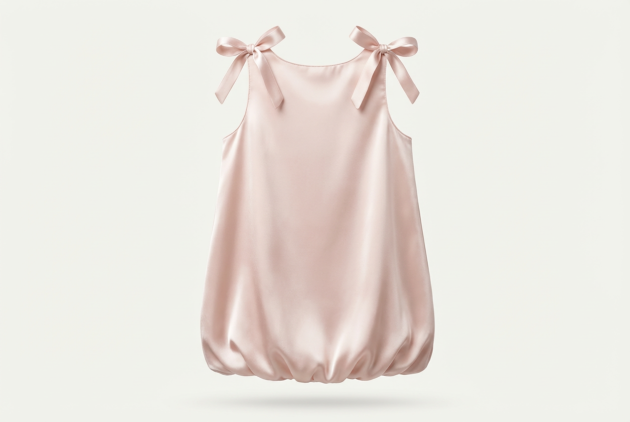 light pink satin bubble mini dress