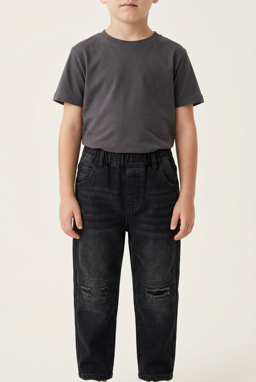 Boys ripped denim jogger pants