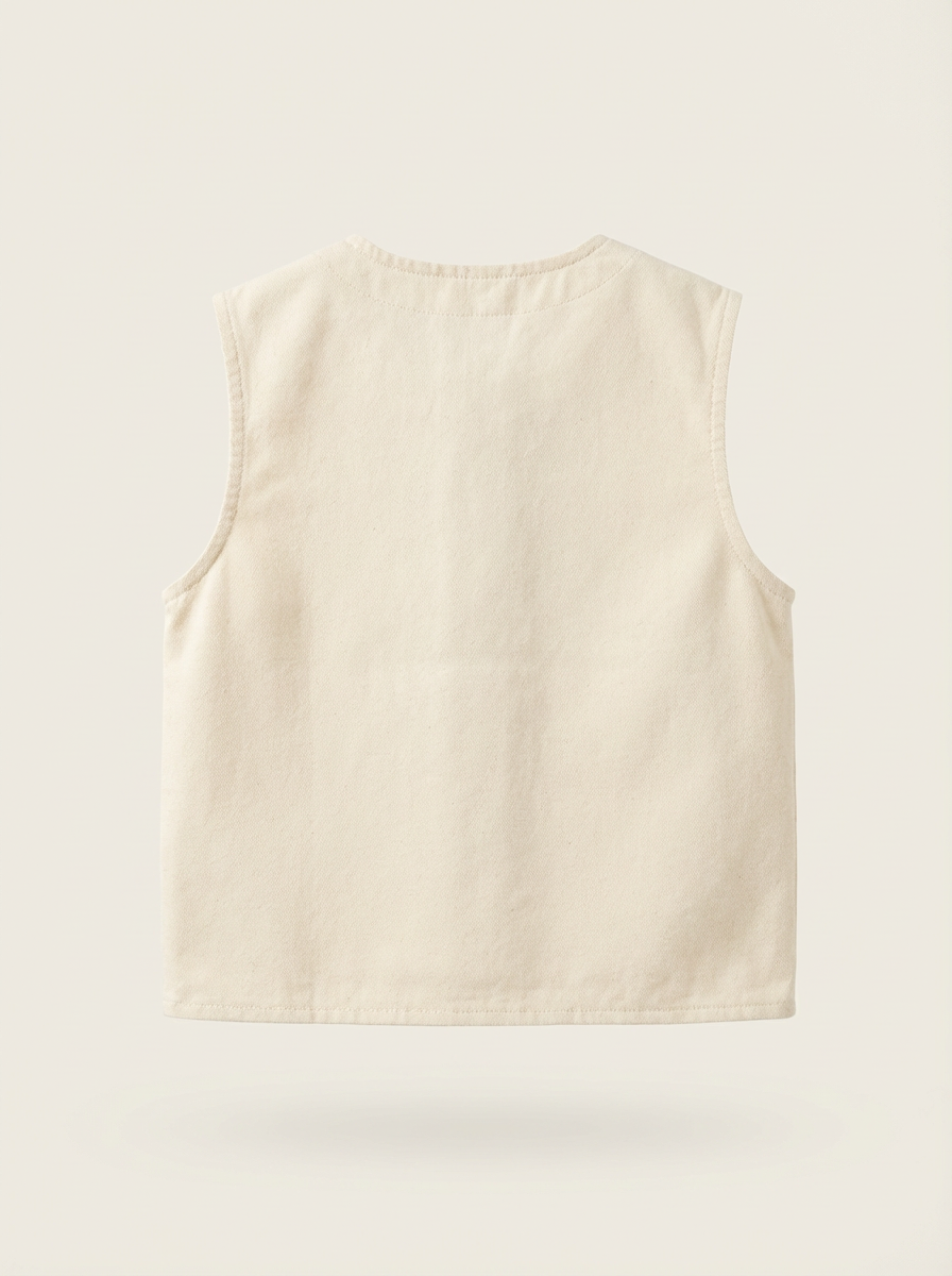 Beige cotton utility vest