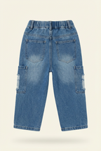 Boys Blue Washed Cargo Jeans