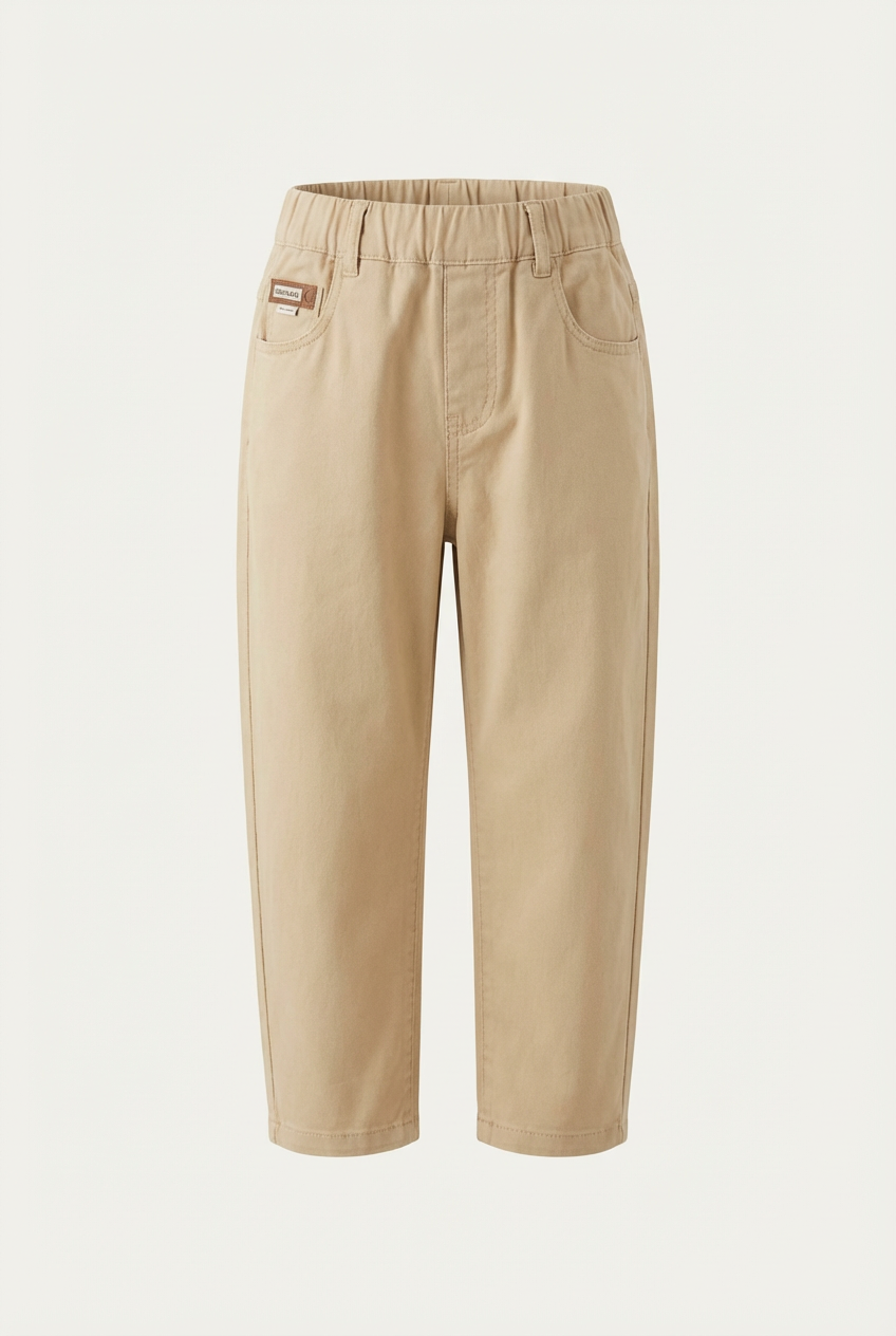 Boys Solid Mid-Rise Cotton Regular Trousers
