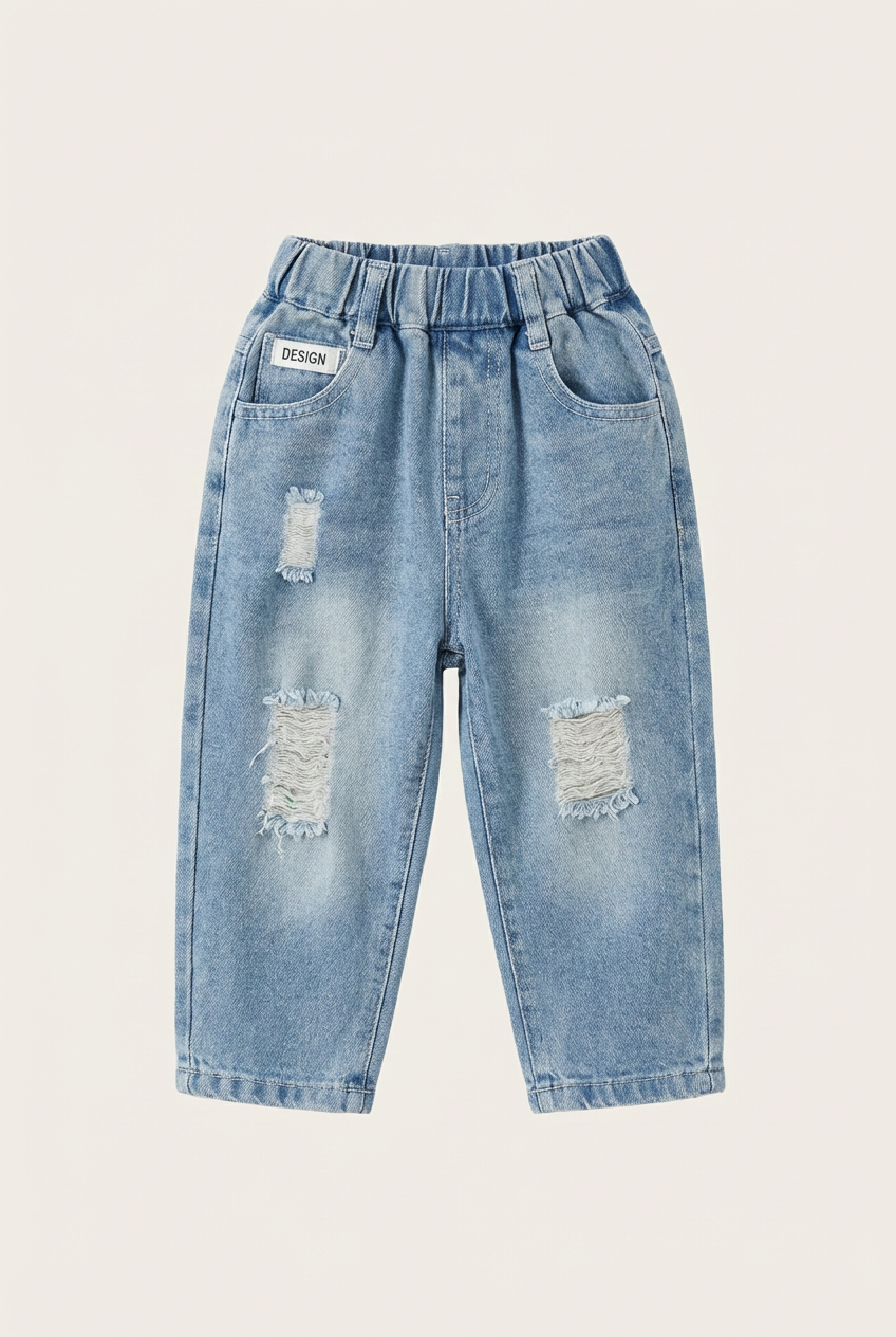 Boys Washed Elasticated Jeans