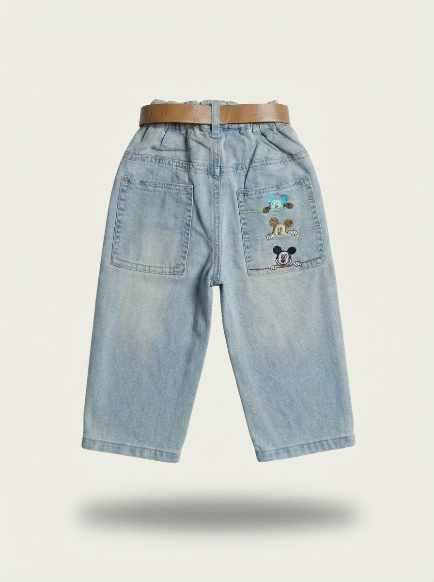 Boys light-wash distressed denim jeans