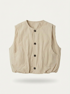 Beige cotton utility vest