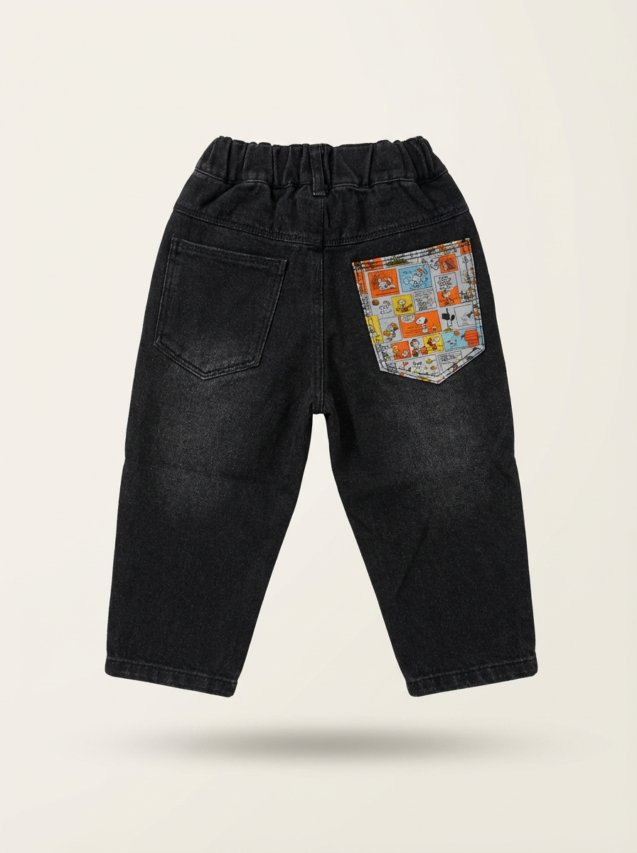 Boys black distressed denim jeans