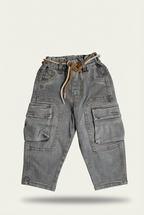 kids grey denim cargo pants