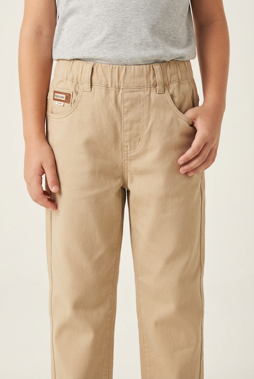Boys Solid Mid-Rise Cotton Regular Trousers