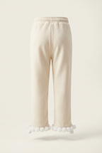 girls cream ribbed-knit flare leggings