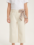 Girls' off-white wide-leg cropped jeans