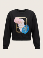 Girl's black graphic-printed sweatshirt