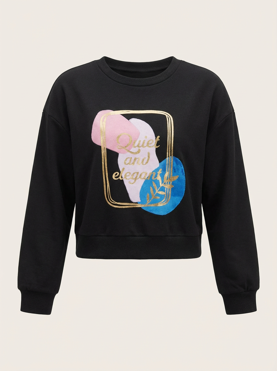 Girl's black graphic-printed sweatshirt