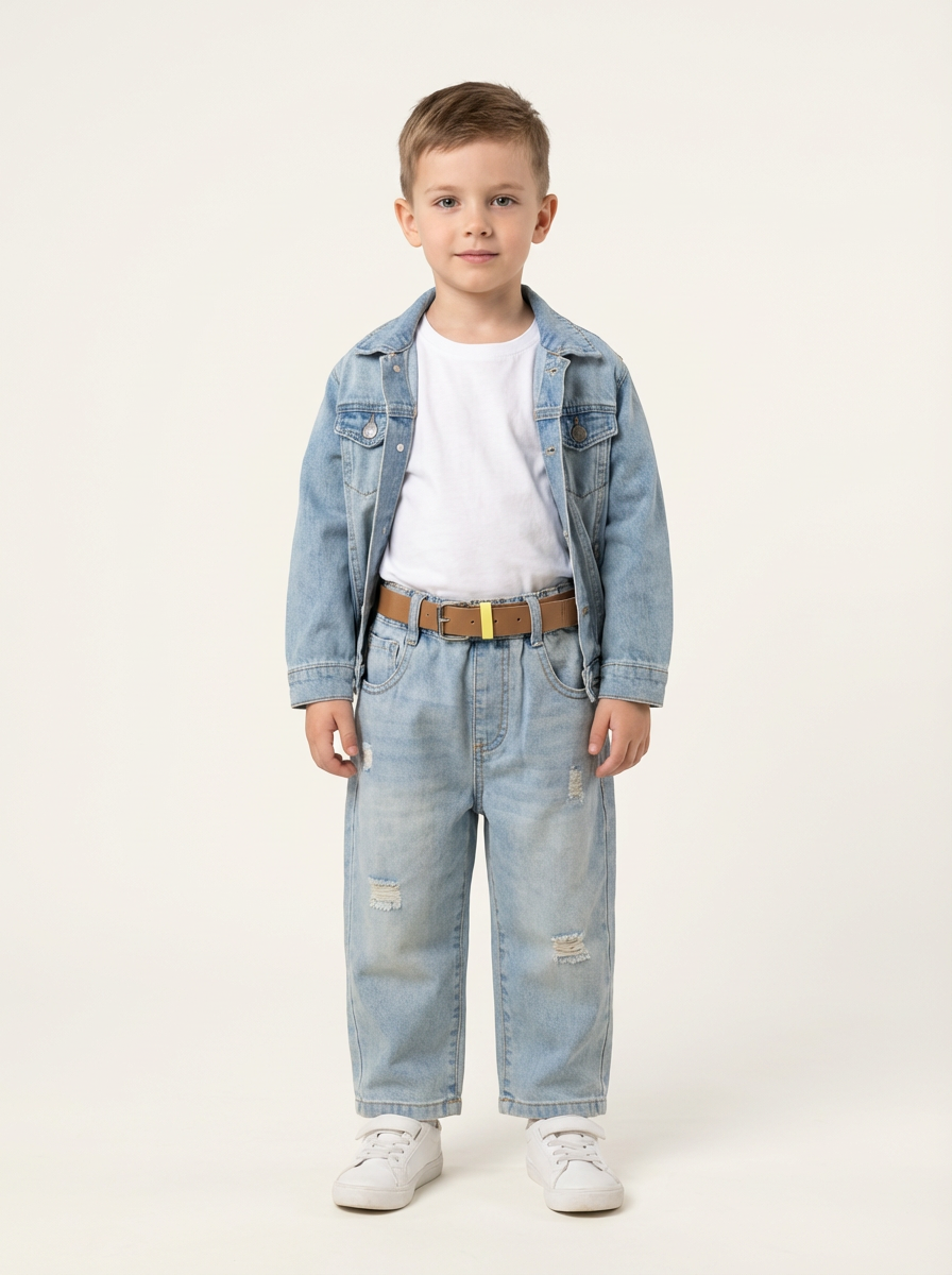 Boys light-wash distressed denim jeans