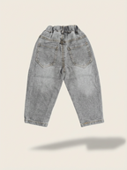 Girls grey wide-leg jeans with heart patch