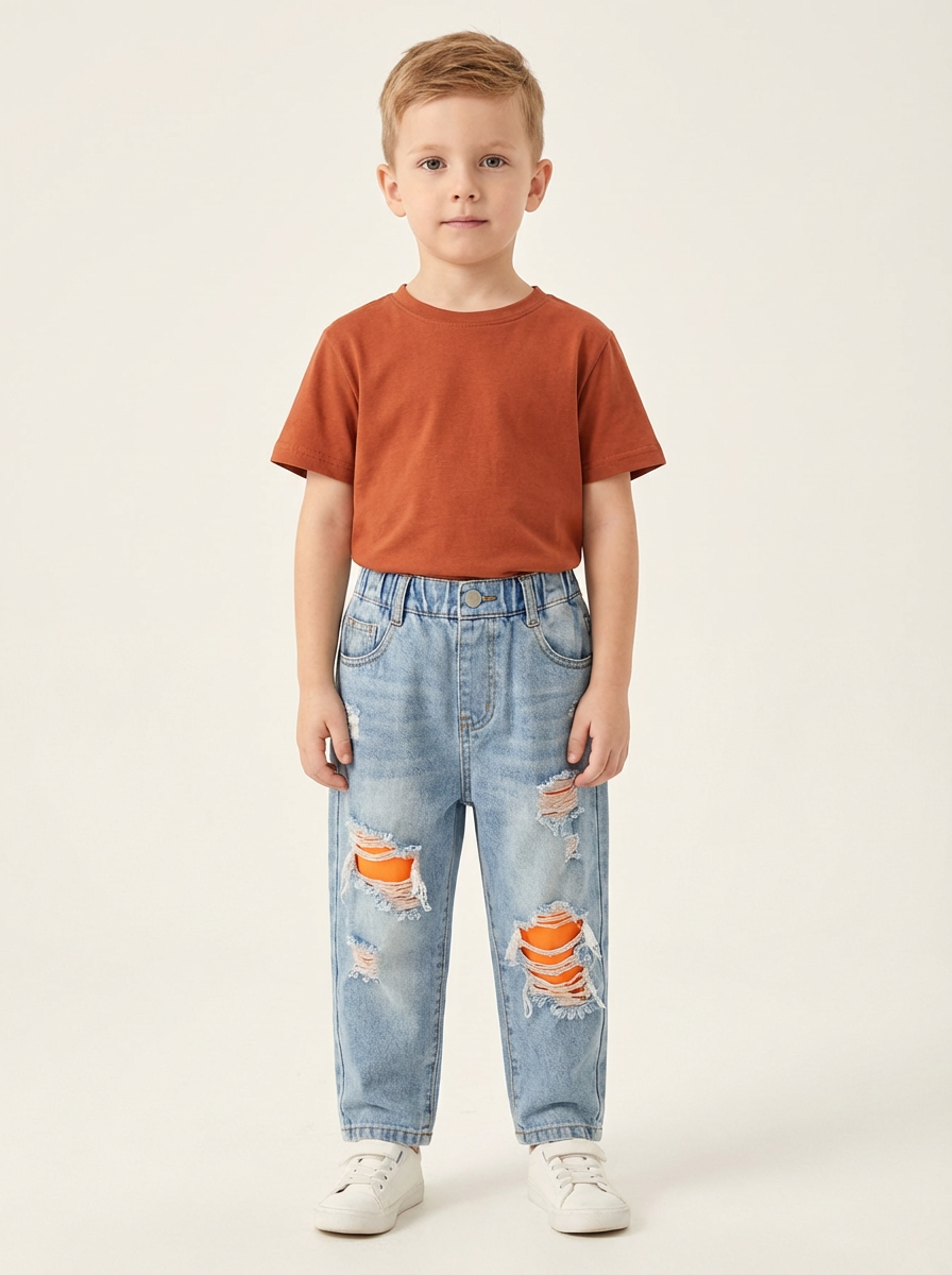 Boys light blue distressed denim jeans