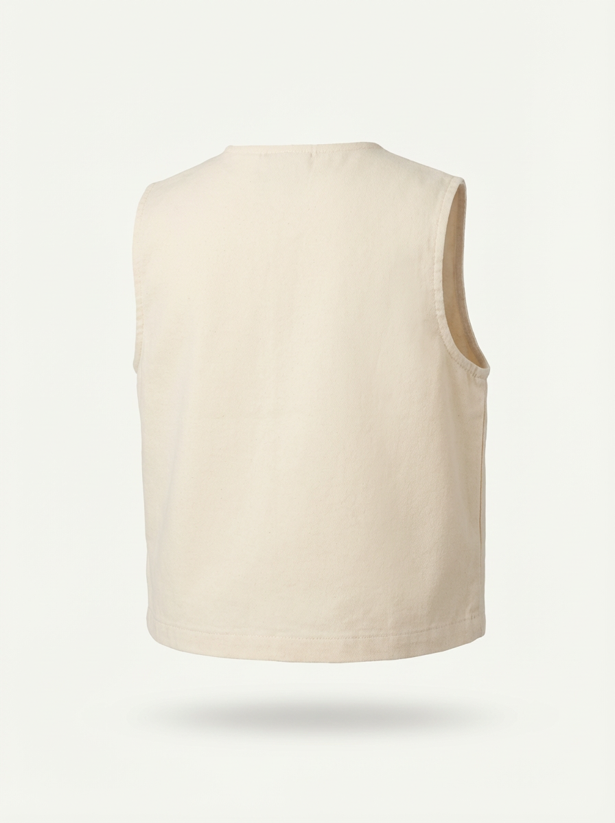 Beige cotton utility vest