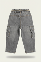 kids grey denim cargo pants
