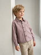 mauve long-sleeve button-down shirt