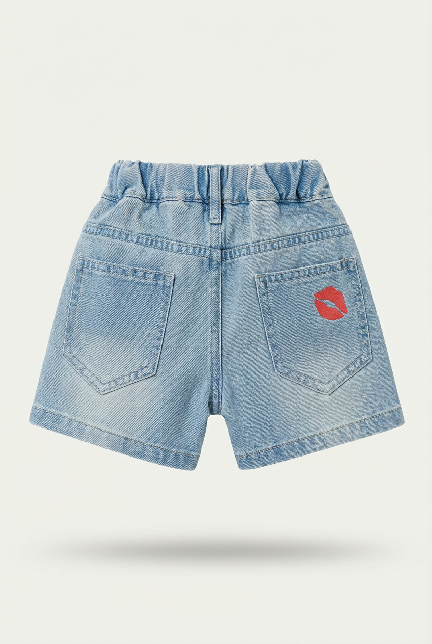 Girls Paper Bag Denim Shorts