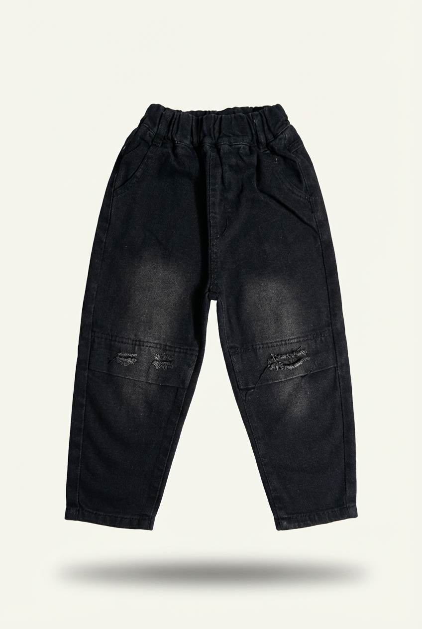 Boys ripped denim jogger pants