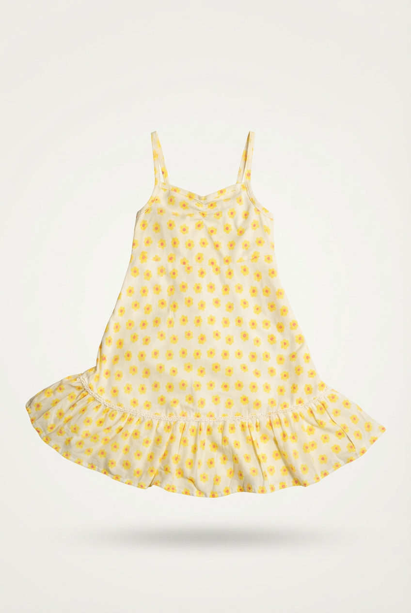 Girls yellow sunflower print A-line dress