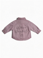 mauve long-sleeve button-down shirt