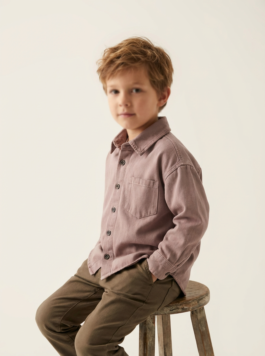 mauve long-sleeve button-down shirt