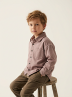 mauve long-sleeve button-down shirt