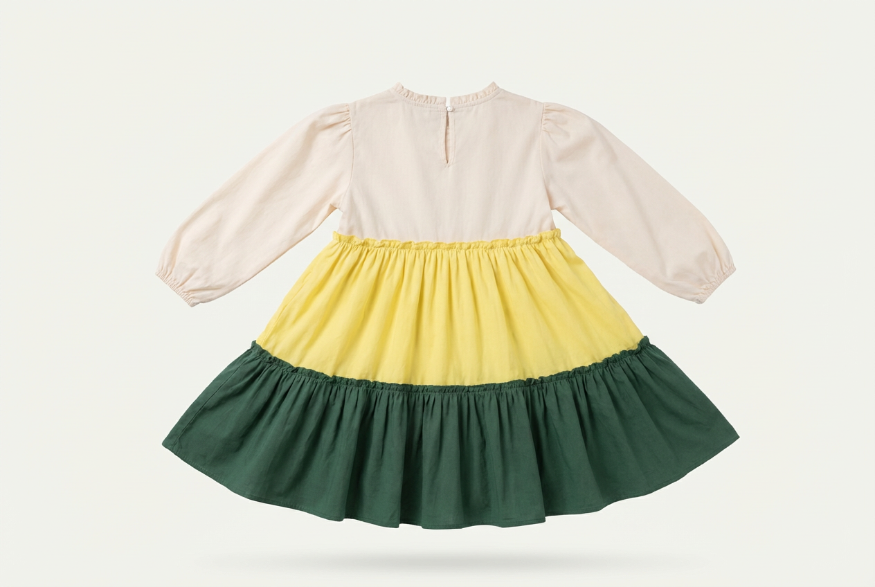 Tricolor Tiered Ruffle Dress