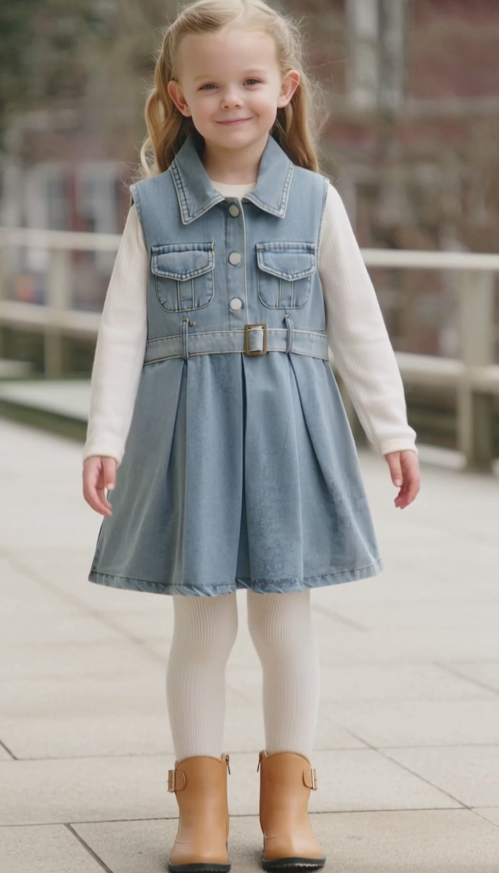 Girls' Denim Pinafore Dress