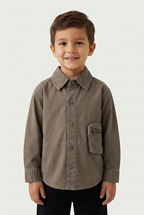 Boys' Solid Button-Up with Zip Pocket