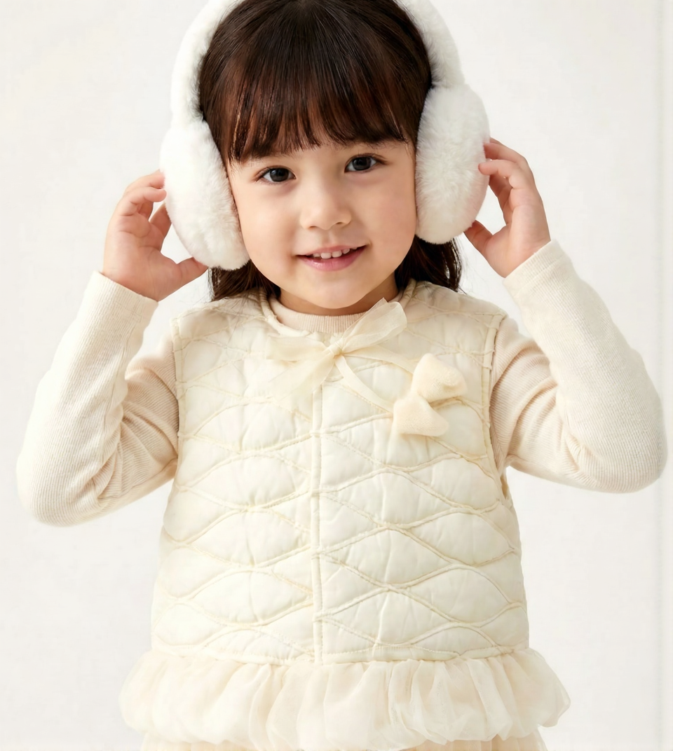 Toddler Ivory Waistcoat with Tulle Hem
